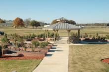 The Veterans Memorial Rose Garden is located at the Highway 182 entrance to Mississippi State University's Foil Plant Science Research Facility. In addition to use as a research and teaching facility, the rose garden is open to the public and can be scheduled for weddings and other events. (Photo by Bob Ratliff)