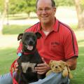 When Ole Miss alumnus Tommy Walker brought Tayson for a reunion with the critical care staff at Mississippi State University's College of Veterinary Medicine, the two left with a memento of the Bulldog welcome they received.