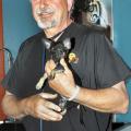 Perkins holds one of his small patients Wednesday at Iuka Animal Clinic, the practice he started after his 1971 graduation. (Photo by Steve Beavers, Daily Corinthian)