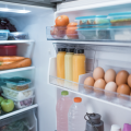 Fridge with food in it.