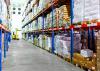 Frozen food at shelves in cold warehouse